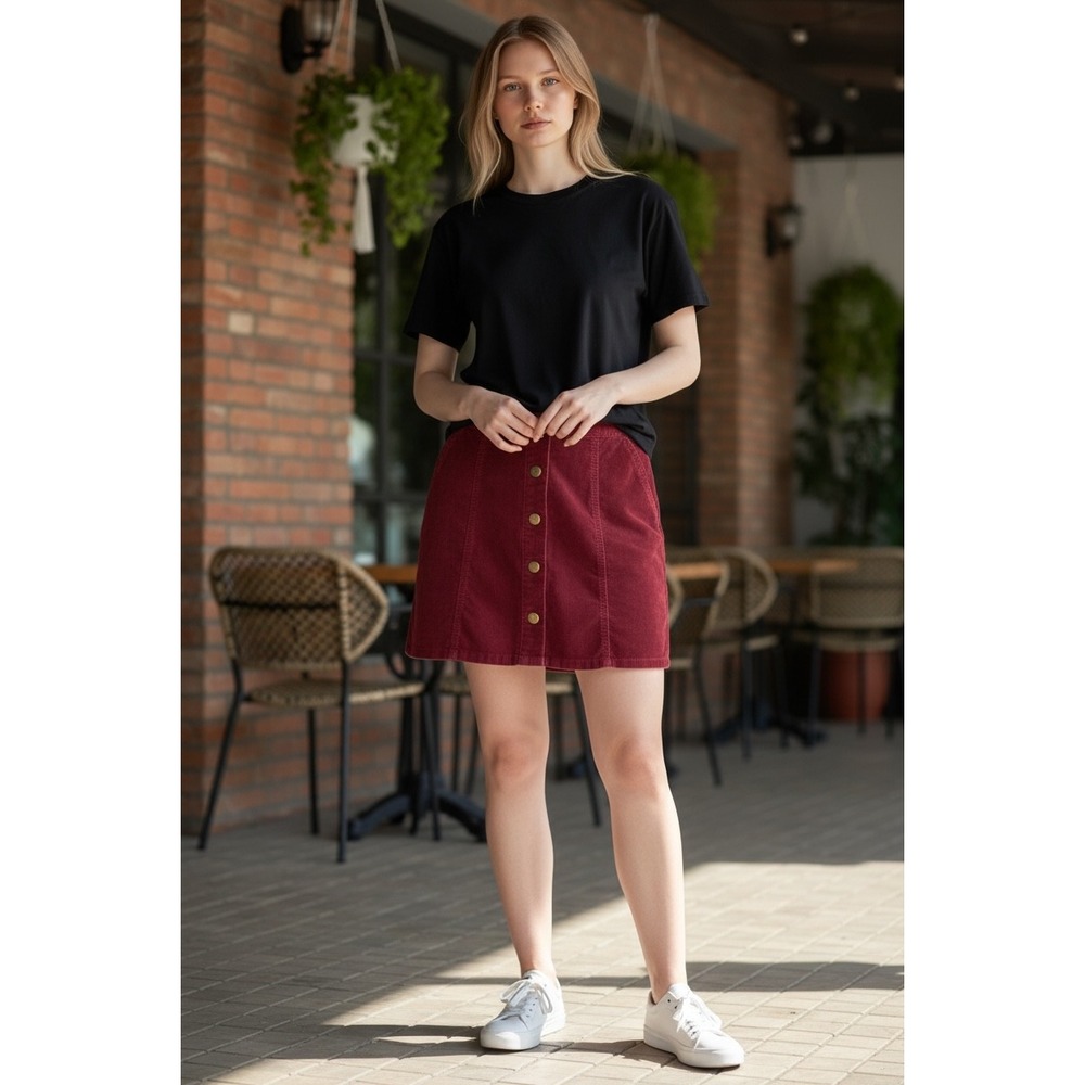 Women's Burgundy‎ Corduroy Skirt NWOT